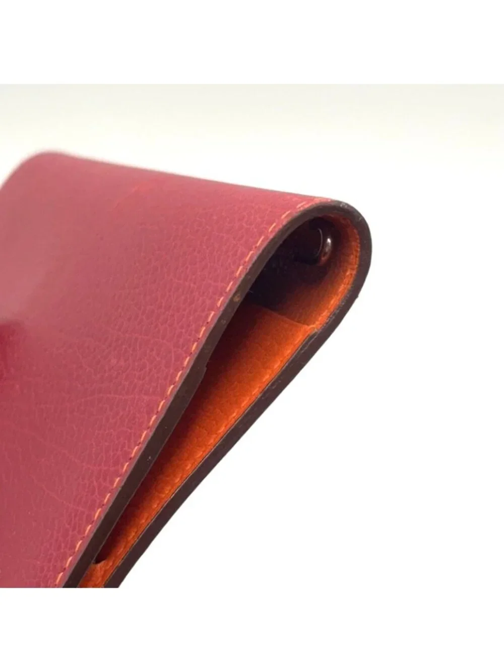 Hermes Adage Agenda Cover Globe Trotter Leather Orange Red Silver
